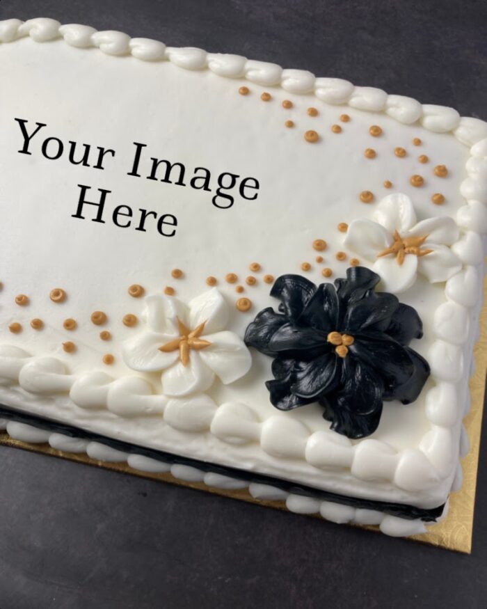 Modern Flower Sheet Cake With Edible Image Option