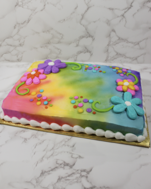 Modern Flower Sheet Cake With Edible Image Option
