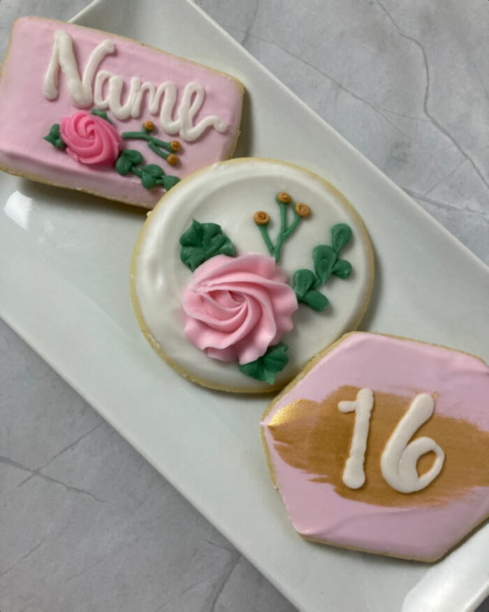 Sweet 16 Pink Floral Decorated Cookie Set