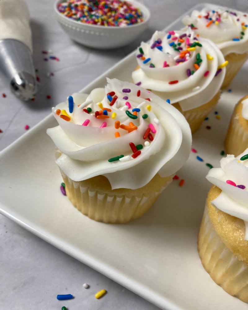 Rainbow Sprinkle Cupcakes