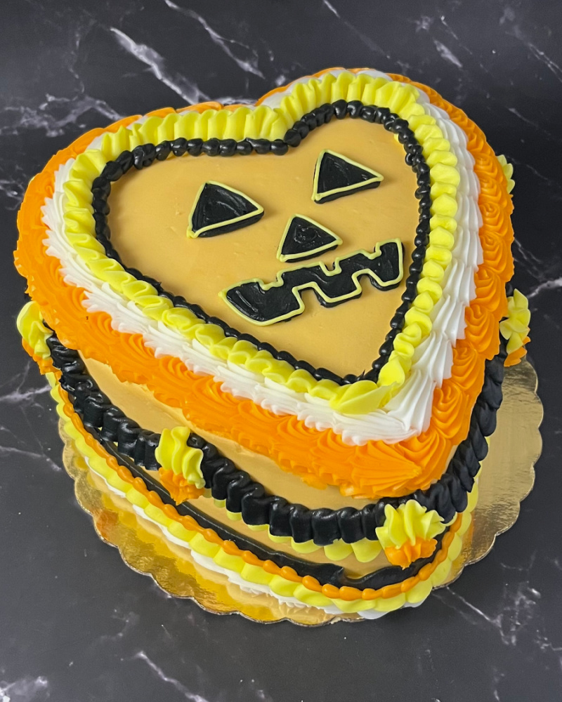 Vintage Jack O Lantern Heart Cake